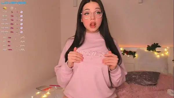cute busty girl does a livestream