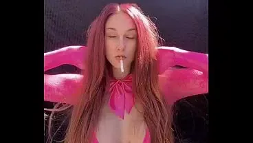 Italian big tits Milf Artemisia Love wearing a bikini and smoking