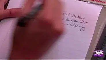 Blonde babe with big natural tits loves eating cum after a good fuck