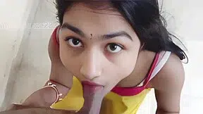 Desi Girl In Yellow Salwar Kameez Turns Slut: Sloppy Deepthroat Blowjob Gagging Spit Cim Swallow Pov