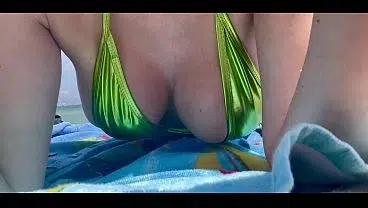 Italian Stepmom Artemisa Love big tits outdoor bikini public