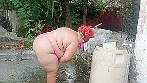 My Whore Stepmother Takes A Shower In The Patio
