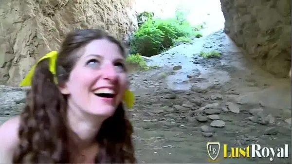 Nasty brunette bitch want facial at beach