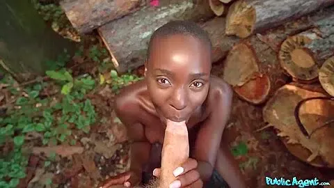 Ebony Skinny Coquette Reaches Orgasm On Strangers Pink Dick